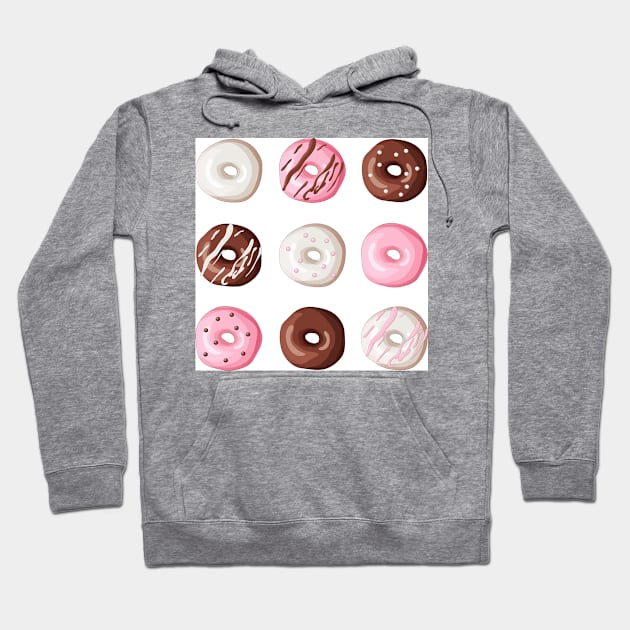 Donut Pattern Dessert Print Hoodie by bluerockproducts